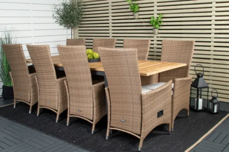 Panama & Padova Matbord 160 x 90 + Reclinerstolar Natur