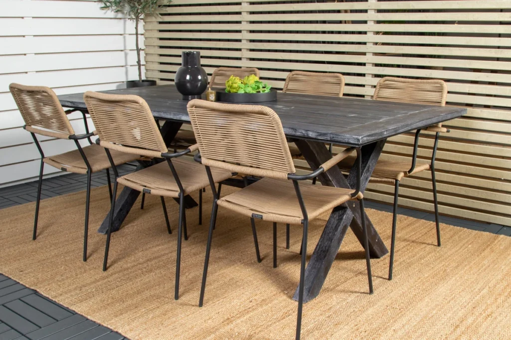 Rives & Lindos Matbord 200x100 + Matstolar Brun