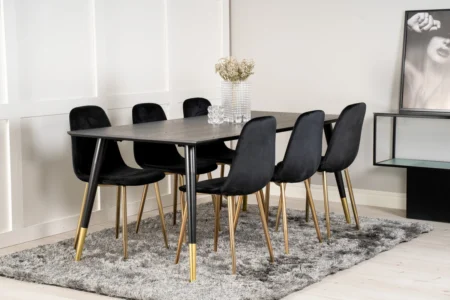 Dipp & Polar Rektangulära Matbord 180 x 90 Black + Matstolar Black