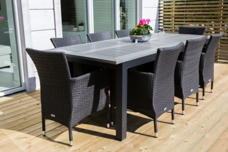 Venture Home Albany & Malin Matbord 224x100 + Matstolar Svart