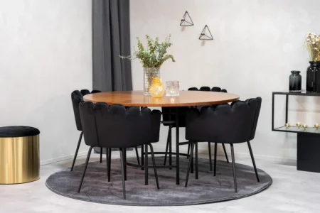 Limhamn & Copenhagen Matstolar Black + Runda Matbord ⌀140 Brown