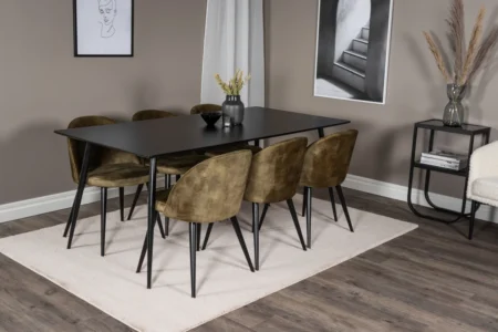 Silar | Velvet Matbord 180x90 + 6 matstolar