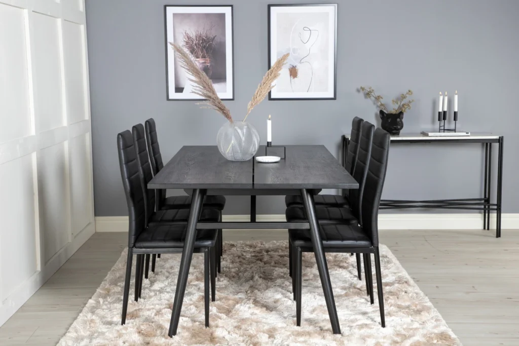 Sleek & Slim Matbord 95x195 + Matstolar Svart