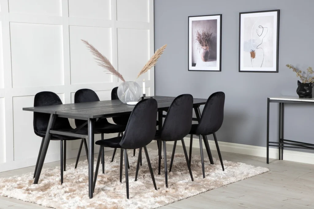 Sleek & Polar Matbord 95x195 + Matstolar Svart