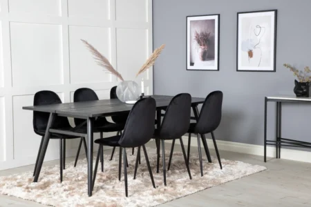 Sleek & Polar Matbord 95x195 + Matstolar Svart