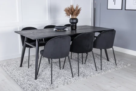 Sleek & Wrinkles Matbord 95x195 + Matstolar Svart