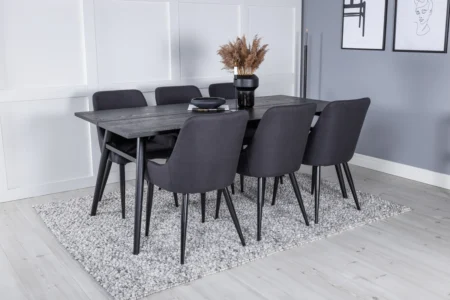 Sleek & Plaza Rektangulära Matbord 195 x 95 Black + Matstolar Black