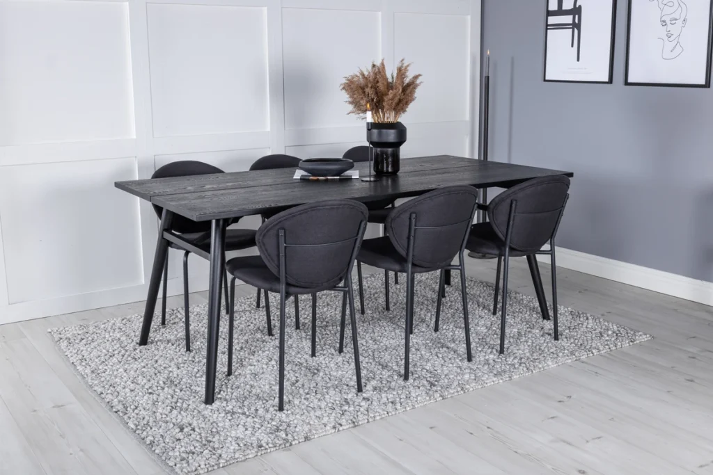 Sleek & Vault Rektangulära Matbord 195 x 95 Black + Matstolar Black