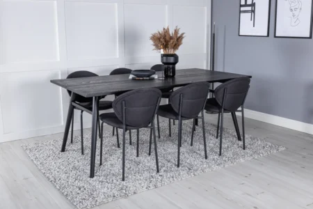 Sleek & Vault Rektangulära Matbord 195 x 95 Black + Matstolar Black