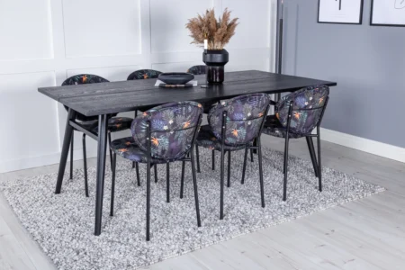 Sleek & Vault Rektangulära Matbord 195 x 95 Black + Matstolar Black
