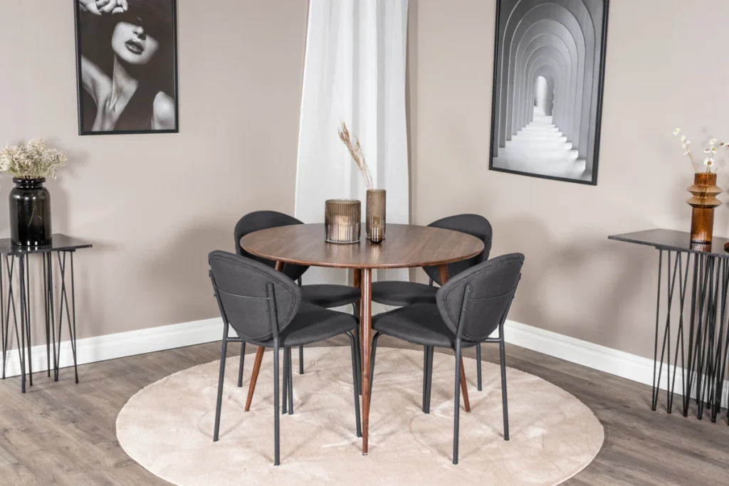 Vault & Plaza Matstolar Svart + Matbord ⌀100