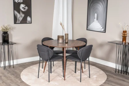 Vault & Plaza Matstolar Svart + Matbord ⌀100