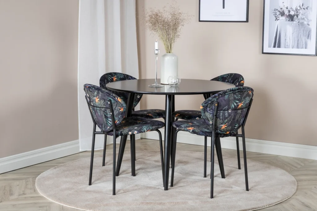 Vault & Plaza Matstolar Svart + Matbord ⌀100