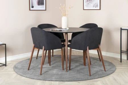Arch & Plaza Matstolar Svart + Matbord ⌀100