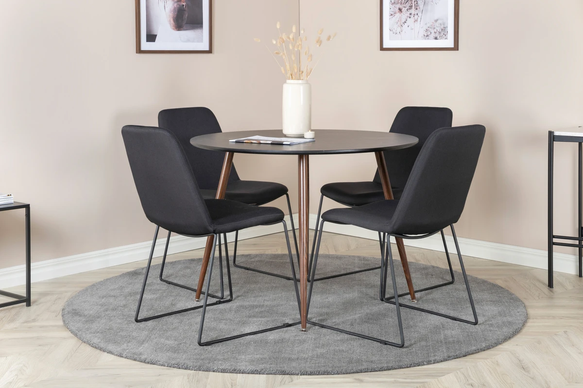 Muce & Plaza Matstolar Black + Runda Matbord ⌀100 Black