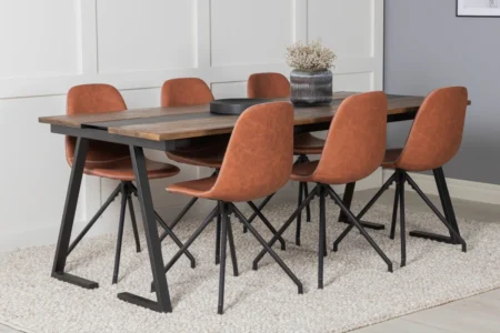 Jakarta & Polar Matbord 90x200 + Matstolar Brun