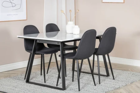 Estelle & Polar Rektangulära Matbord 140 x 90 Black + Matstolar Black