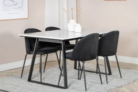 Wrinkles & Estelle Matstolar Black + Rektangulära Matbord 140 x 90 Black