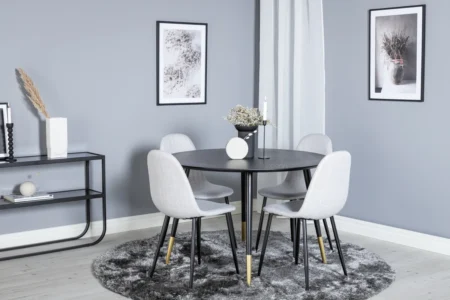Dipp & Polar Runda Matbord ⌀115 Black + Matstolar Grå