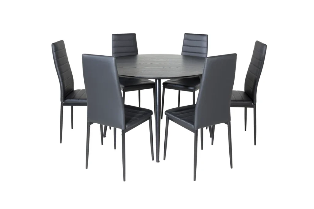Slim & Dipp Matstolar Black + Runda Matbord ⌀115 Black