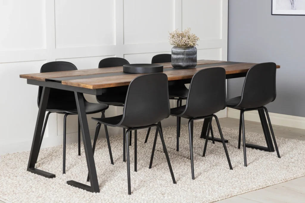 Arctic & Jakarta Matstolar Svart + Rektangulära Matbord 200 x 90 Svart