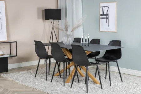 Piazza & Polar Matbord 90x180 + Matstolar Svart