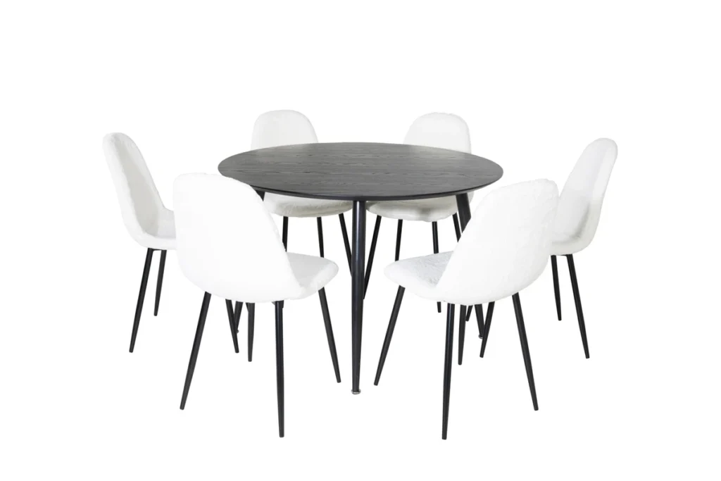 Dipp & Polar Runda Matbord ⌀115 Black + Matstolar White