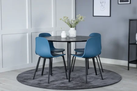 Arctic & Dipp Matstolar Blue + Runda Matbord ⌀115 Black