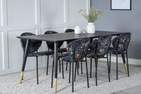 Vault & Dipp Matstolar Black + Rektangulära Matbord 180 x 90 Black