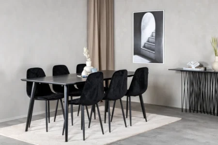 Dipp & Polar Rektangulära Matbord 180 x 90 Black + Matstolar Black