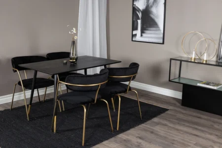Arrow & Dipp Matstolar Black + Rektangulära Matbord 120 x 85 Black