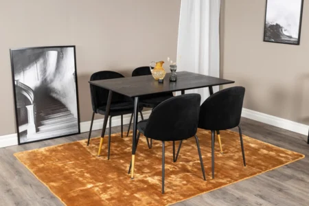 Wrinkles & Dipp Matstolar Black + Rektangulära Matbord 120 x 85 Black