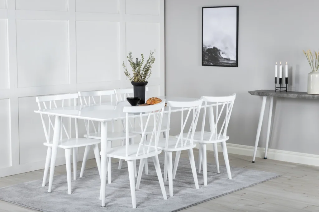 Mariette & Polar Matstolar Vit + Matbord 90x180