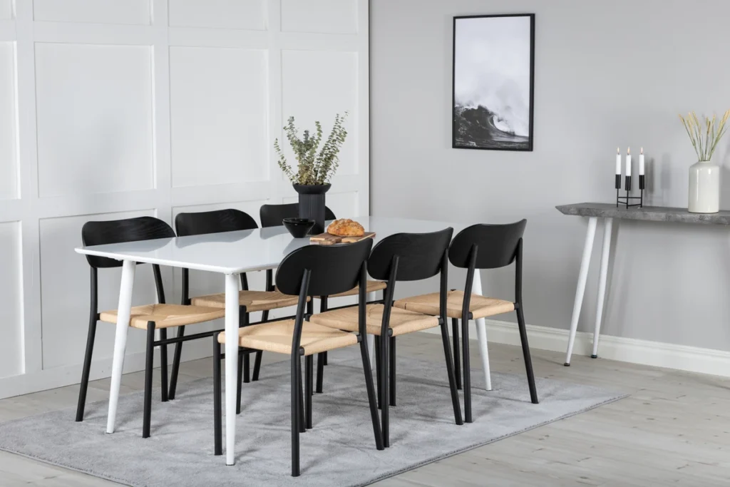 Polar & Polly Matbord 90x180 + Matstolar Svart
