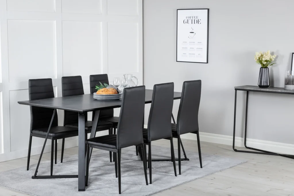 Slim & Marina Matstolar Black + Rektangulära Matbord 180 x 90 Black