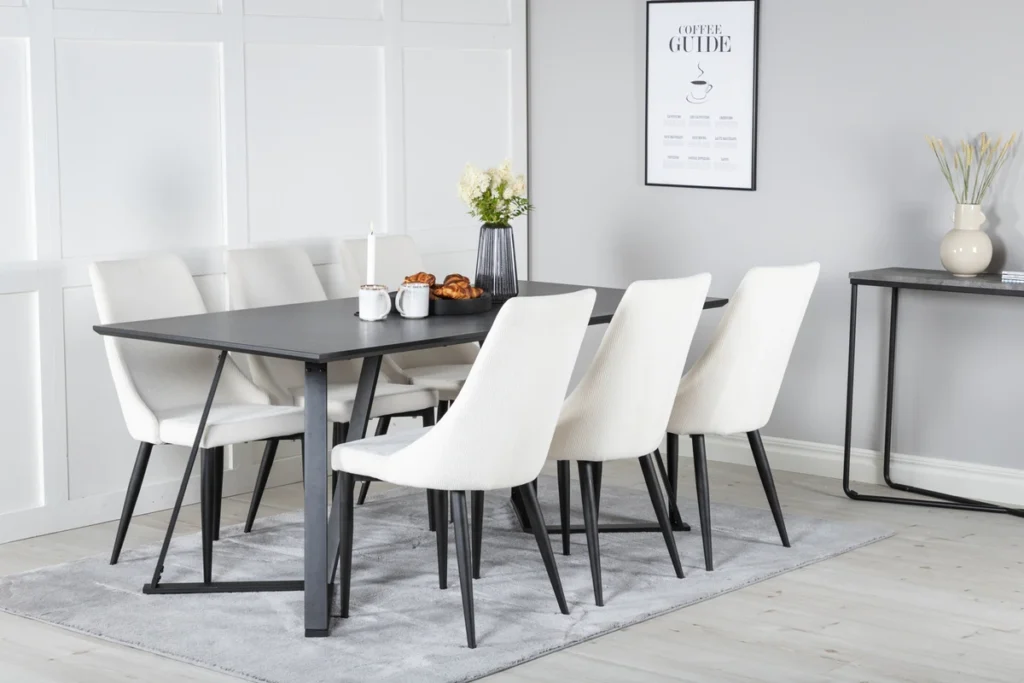 Leone & Marina Matstolar Vit + Matbord 90x180