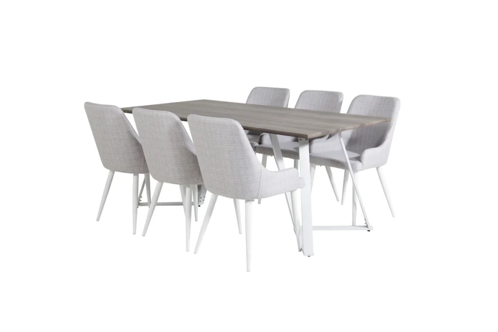 Plaza & Marina Matstolar Grå + Rektangulära Matbord 180 x 90 Grå