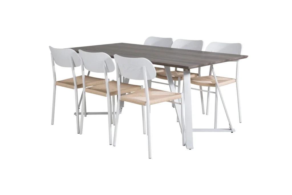 Marina & Polly Matbord 90x180 + Matstolar Vit