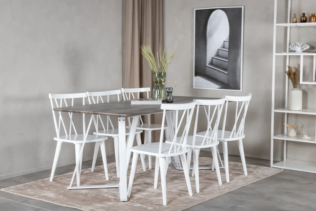 Mariette & Marina Matstolar Vit + Matbord 90x180