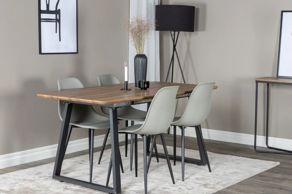 Polar & Inca Matstolar Grå + Rektangulära Matbord 160 x 85 Walnut