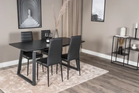 Slim & Inca Matstolar Black + Rektangulära Matbord 160 x 85 Black