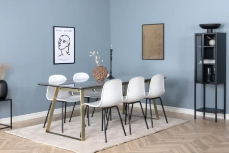 Arctic & Estelle Matstolar Vit + Matbord 90x200