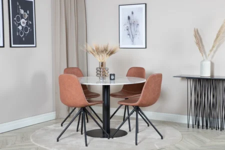 Polar & Estelle Matstolar Brun + Matbord ⌀106