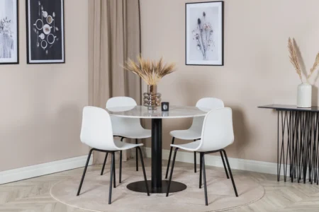 Arctic & Estelle Matstolar White + Runda Matbord ⌀106 White