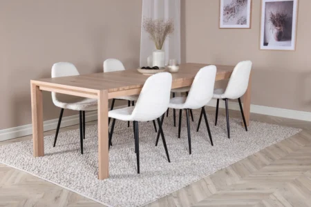 Slider & Polar Rektangulära Matbord 170 x 95 Whitewash + Matstolar White