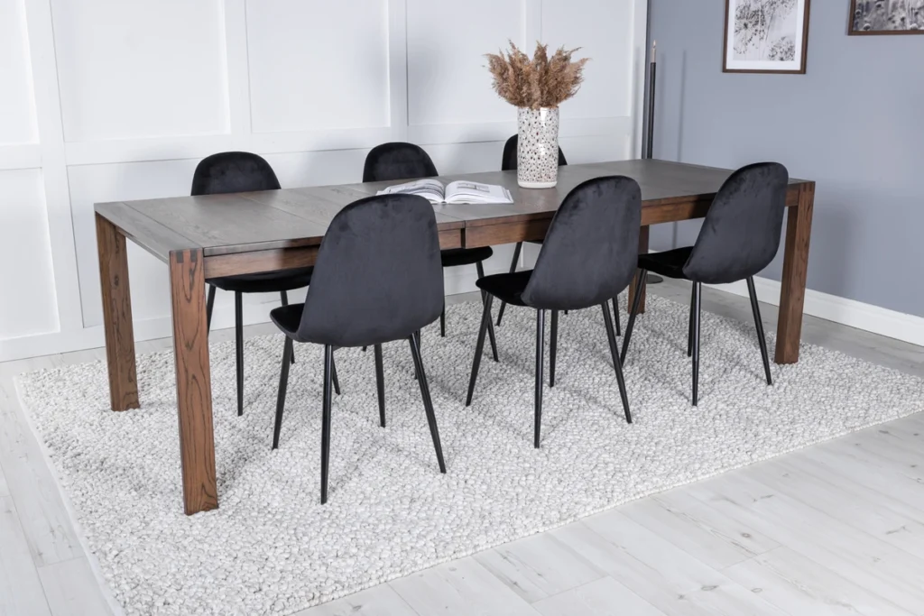 Slider & Polar Matbord 250*95*75 + Matstolar Svart