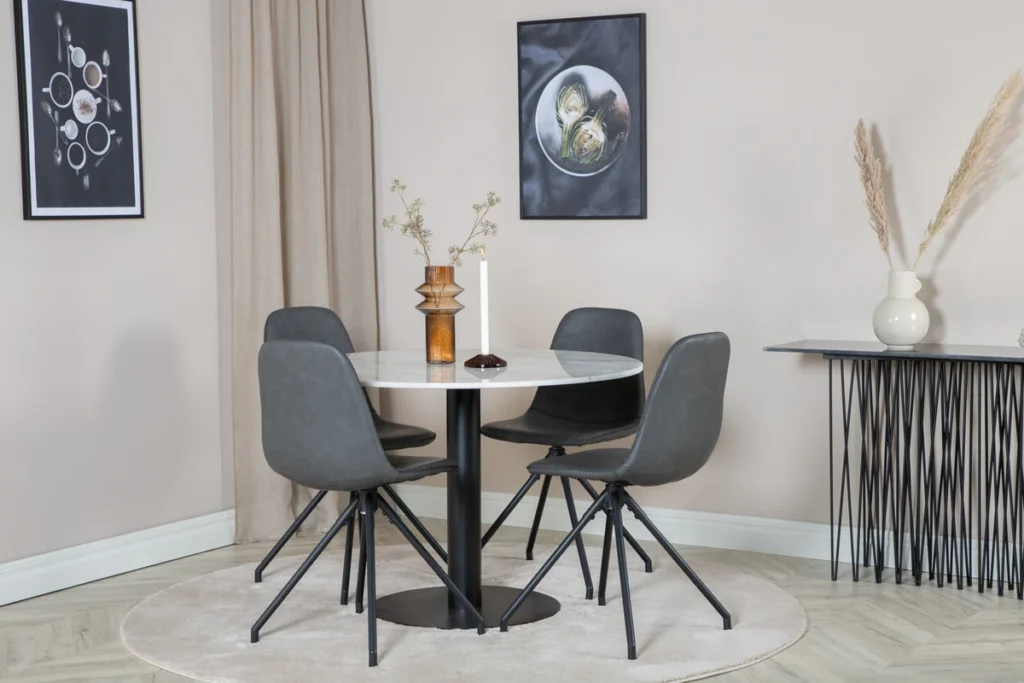 Polar & Estelle Matstolar Svart + Matbord ⌀106