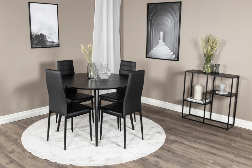 Slim & Dipp Matstolar Black + Runda Matbord ⌀115 Black