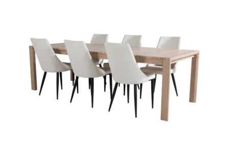 Slider & Leone Matbord 95x170 + Matstolar Vit