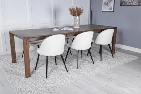 Slider & Velvet Rektangulära Matbord 170 x 95 Nature + Matstolar Grädde